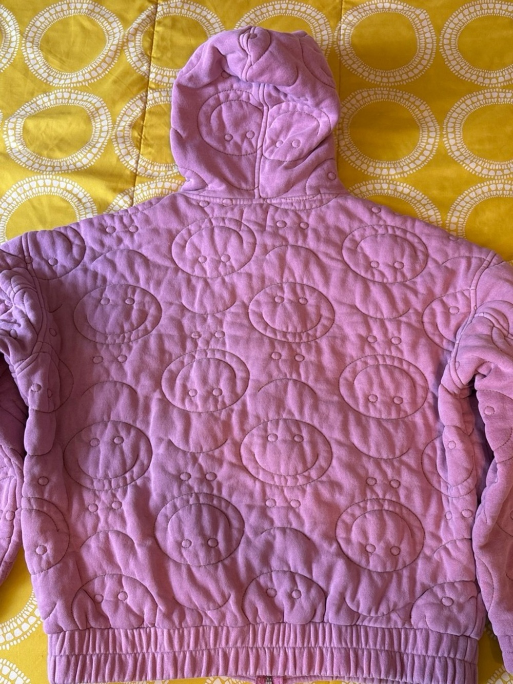 BDG Urban Outfitters Pink Quilted Smiley Face Hoodie Jacket - Picture 5 of 5